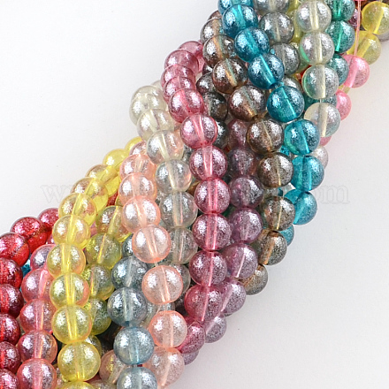 Chapelets de perles en verre peinte par pulvérisation transparent DGLA-R050-6mm-M-1