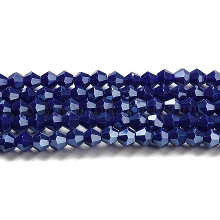 Brins de perles de verre galvanisées de couleur unie opaque GLAA-F029-P4mm-C10-1