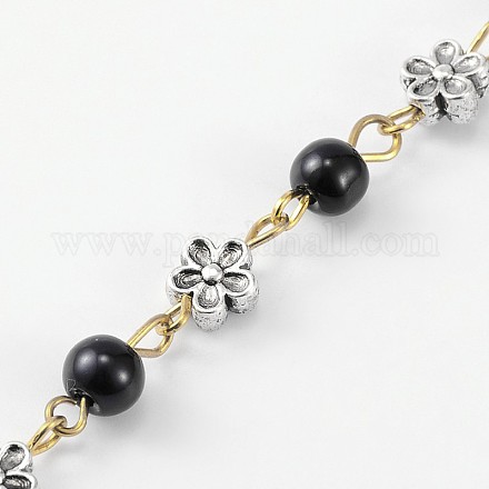 Ручной круглые стекла жемчуг цепи для ожерелья браслеты делает AJEW-JB00072-03-1