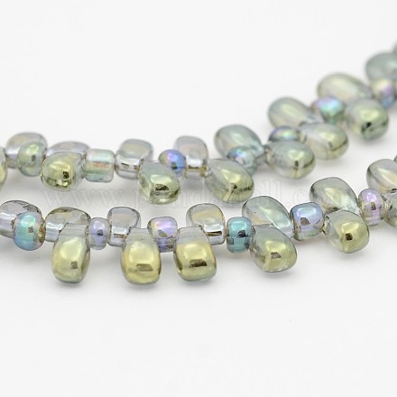 Galvanisieren Sie tropfenförmige Perlenstränge aus Glas EGLA-J073-FR03-1