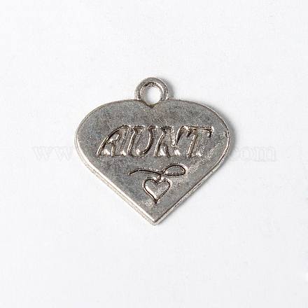 Antico cuore d'argento a forma di stile tibetano ciondoli in lega di messaggio di amore zia X-TIBEP-A113429-AS-FF-1