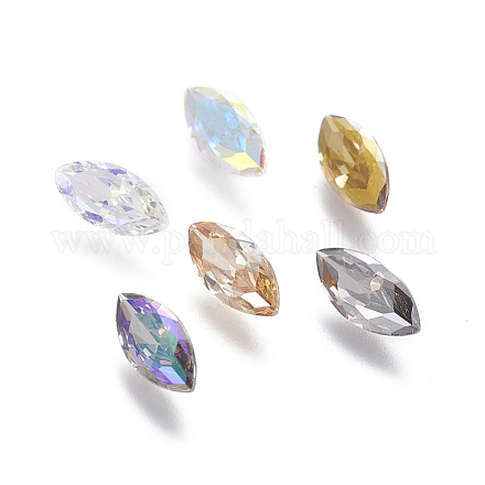 Electroplated Cubic Zirconia Pointed Back Cabochons ZIRC-I024-5x10-02-1