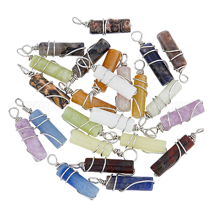 SUPERFINDINGS 24Pcs 12 Style Natural Gemstone Pendants FIND-FH0006-41-1