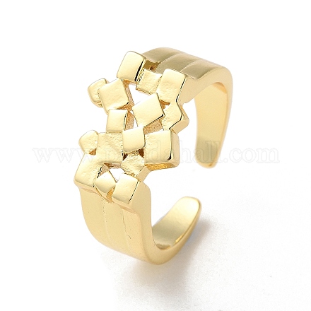 Rack Plating Brass Open Cuff Rings RJEW-M158-01G-1