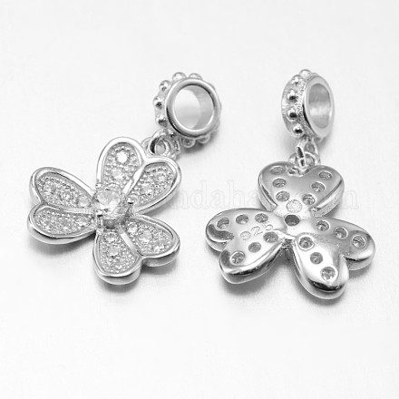 Flower 925 Sterling Silber Micro Pave Zirkonia Charms STER-F011-114-1