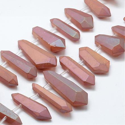 Electroplate Natural Crystal Quartz Pointed Beads Strands G-K180-H01-1