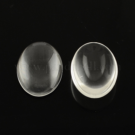 透明な楕円形のガラスカボション  透明  10x8x3.5mm GGLA-R022-10x8-1