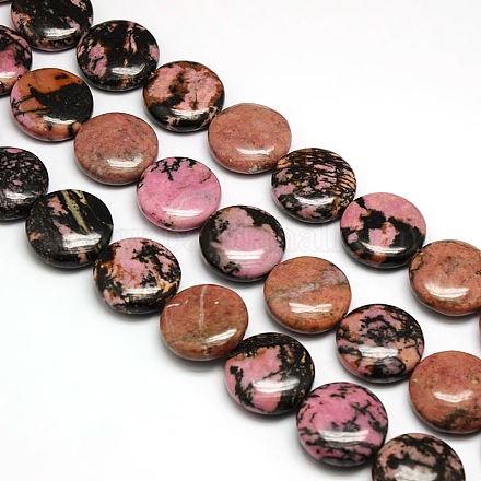 Natural Flat Round Rhodonite Beads Strands G-L246-10-1