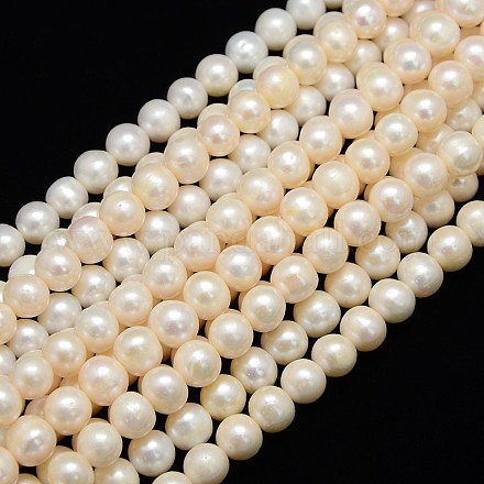 Hebras de perlas de agua dulce cultivadas naturales de grado aa PEAR-L001-D-07-1