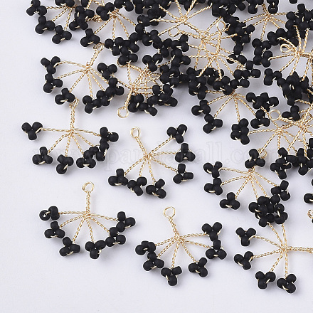 Perles de rocaille en verre pendentifs enveloppés de fil FIND-S321-06A-1