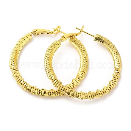Boucles d'oreilles créoles en perles de laiton plaqué en rack pour femmes EJEW-D059-10G-1