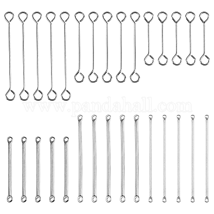 SUPERFINDINGS 120Pcs 6 Styles Bar Links with 2 Holes 304 Stainless Steel Connector Charms Stick Shape Strip Earrings Connectors Silver Links Charms for Necklaces Bracelets Hole 1-1.8mm STAS-FH0001-90-1