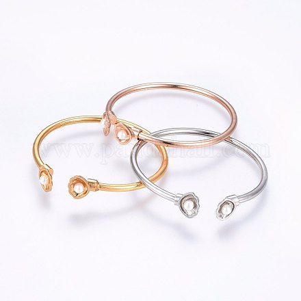 304 Stainless Steel Cuff Bangles Sets BJEW-P226-07-1