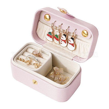 Boîte à bijoux en simili cuir PU LBOX-E001-01B-1