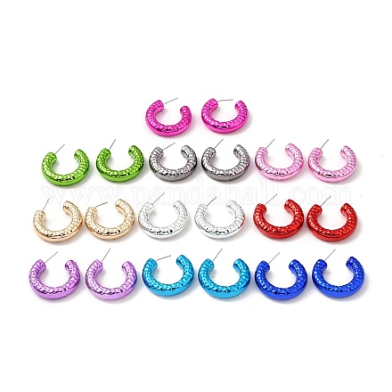 Boucles d'oreilles en acrylique texturé EJEW-P251-08-1