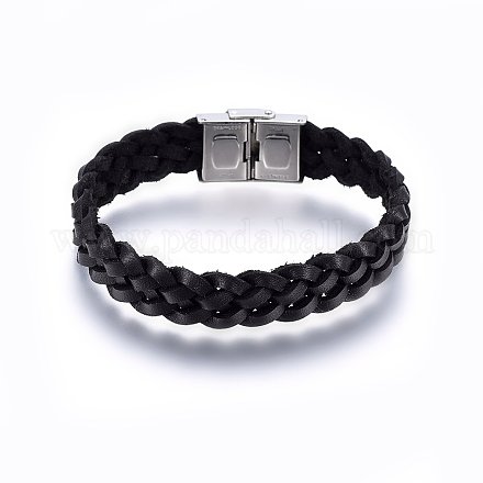 Leather Braided Cord Bracelets BJEW-E345-05A-1