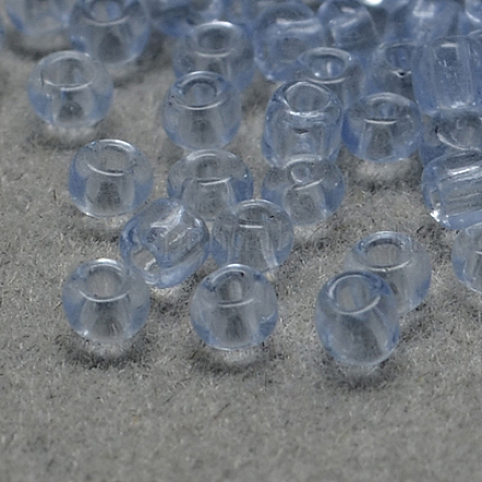 12/0グレードの丸いガラスシードビーズ  透明色  ライトスチールブルー  12/0  2x1.5mm  穴：0.8mm  約30000個/袋 SEED-Q006-F12-1