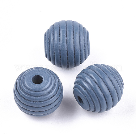 Painted Natural Wood Beehive Beads WOOD-S049-04B-03-1