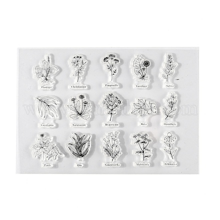 シリコーン切手  DIYスクラップブッキング用  装飾的なフォトアルバム  カード作り  スタンプシート  植物模様  11.3x14.6x0.3cm DIY-K021-A01-1