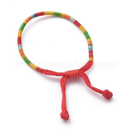 Rainbow Nylon Cord Braided Bracelets BJEW-Z008-03-1