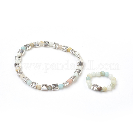 Conjuntos de joyas naturales amazonita SJEW-JS00980-02-1