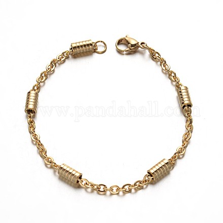 304 Stainless Steel Cable Chain Bracelets BJEW-M125-02G-1