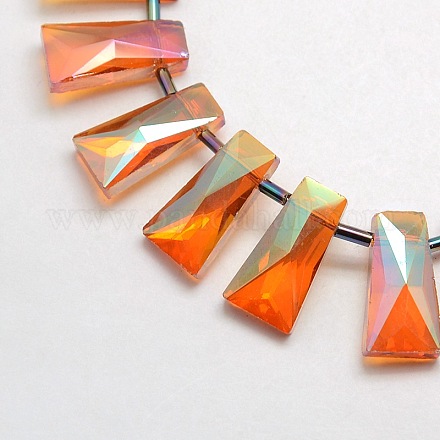 Faceted Electroplate Crystal Glass Trapezoid Beads Strands EGLA-F072B-02-1