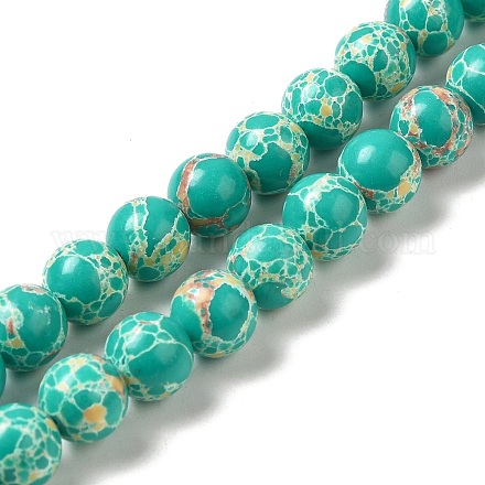 Brins de perles teintes en jaspe impérial synthétique G-P507-01A-01-1