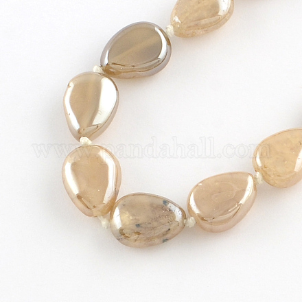 Electroplated Dyed Natural Agate Teardrop Bead Strands G-Q941-091-1