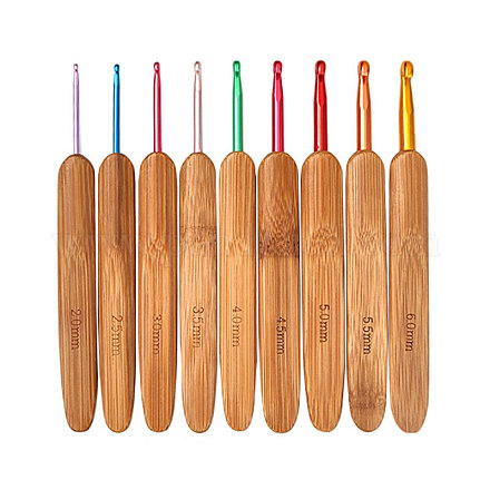 Набор крючков для вязания крючком с бамбуковой ручкой PW-WG43581-01-1