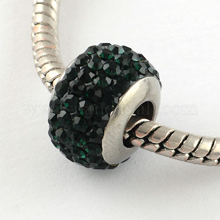 Rondellen Glasrhinestone-europäische Perle mit 316 Edelstahl-Kerne STAS-R082-AA615-5-1