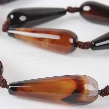 Natural Agate Faceted Teardrop Bead Strands G-E216-04-1