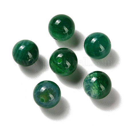 Perles d'agate de veines de dragon vertes naturelles G-K349-02A-1
