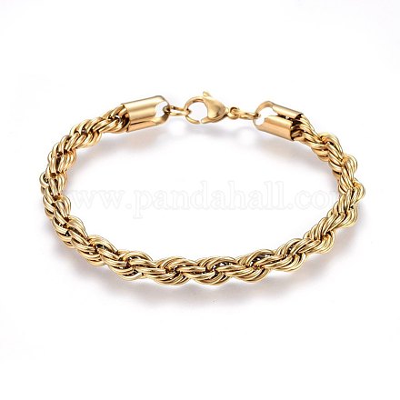 Bracelets avec chaîne de corde en 304 acier inoxydable BJEW-H574-04G-1