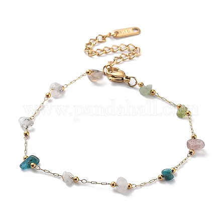 Bracelets en chaîne de perles avec pierres précieuses naturelles et synthétiques mélangées BJEW-G692-01D-1