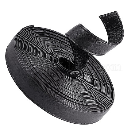 GORGECRAFT 5M Long Double Sided Leather Strips 20MM Wide Shoulder Bag Leather Strap Roll Black Smooth Leather String Flat Cord for DIY Crafts Clothing Making Handles Pet Collars Traction Ropes Belt LC-WH0006-05C-02-1