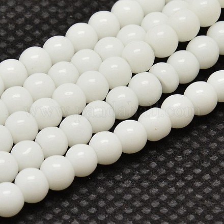Opaque Solid Color Glass Round Beads Strands GLAA-F032-10mm-01-1