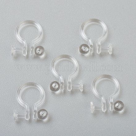 プラスチック製クリップ式イヤリングパーツ  穴開けないイヤリング  透明  11x9x1.2mm  穴：0.75mm KY-P001-10C-1