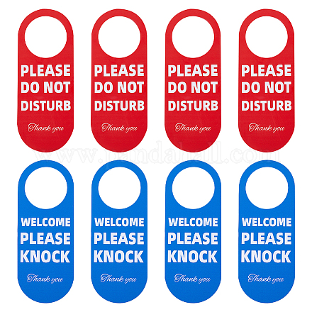 Globleland 8 pz cartelli per grucce per pomelli in plastica per favore non disturbare cartelli per porte in pvc benvenuto per favore bussare cartelli per porte cartelli per appendiabiti per ufficio camera da letto decorazione dell'hotel AJEW-WH0354-002-1
