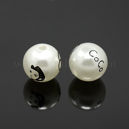 Perles rondes imprimé acryliques SACR-F0001-20mm-01-1