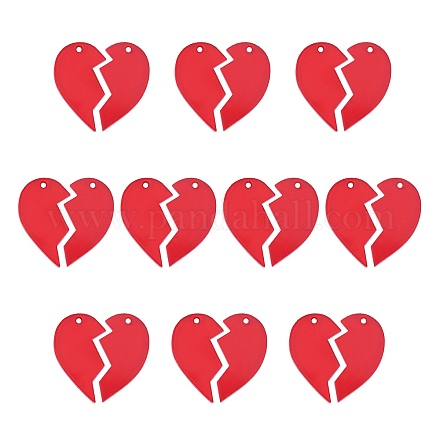 20 ciondolo a forma di cuore spezzato ciondolo a forma di cuore rosso ciondolo in acrilico con ciondolo a metà cuore per gioielli JX389A-1