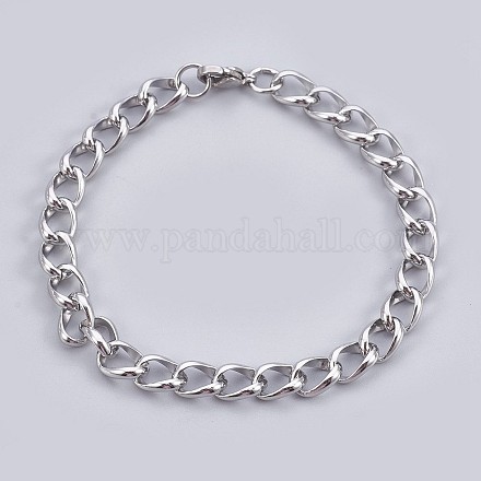304 Stainless Steel Curb Chain Bracelets BJEW-P237-15P-1