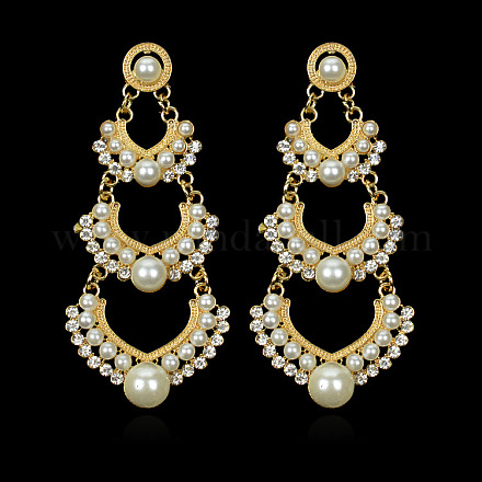 Bridal Wedding Jewelry Brass ABS Pearl Ear Studs EJEW-JL049-1