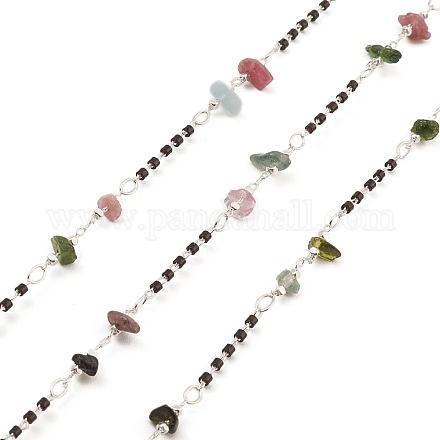 Chaînes de perles de copeaux de pierres précieuses naturelles mélangées CHC-M025-64P-1