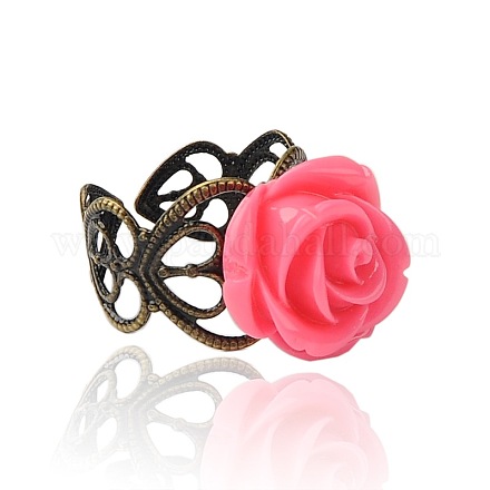 Fashionable Resin Flower Rings RJEW-PJR014-1-1