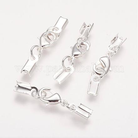Silver Color Plated Brass Clip Ends X-KK-G144-S-1