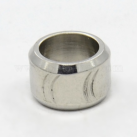 Stainless Steel Large Hole Column Carved Circular Arc Beads STAS-G037-04-1