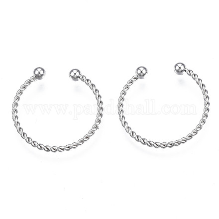 304 Stainless Steel Twist Rope Cuff Ring RJEW-S045-133-1