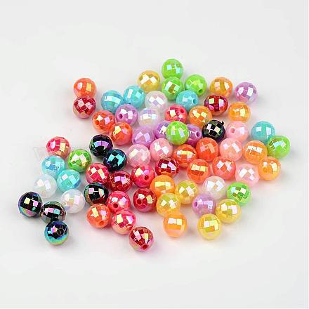 Facettierte bunte umweltfreundliche runde Perlen aus Polystyrolacryl SACR-K001-6mm-M-1