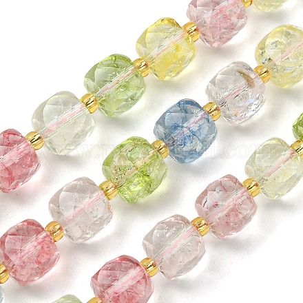 Brins de perles de cristal de topaze de couleur synthétique G-Q010-A14-01-1